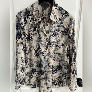 Rachel Zoe Blue and Cream Floral Blouse
